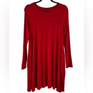 Zanana Outfitters Red Long Sleeve Swing Dress w/ Pockets